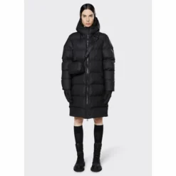 Veste Rains Unisex Long Puffer Jacket Black -Rains 15070 black women 1