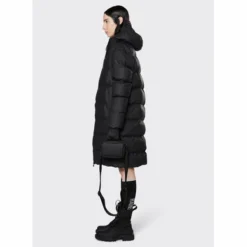 Veste Rains Unisex Long Puffer Jacket Black -Rains 15070 black women 2