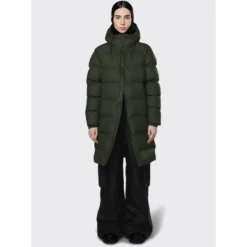 Veste Rains Unisex Long Puffer Jacket Green -Rains 15070 green women 1